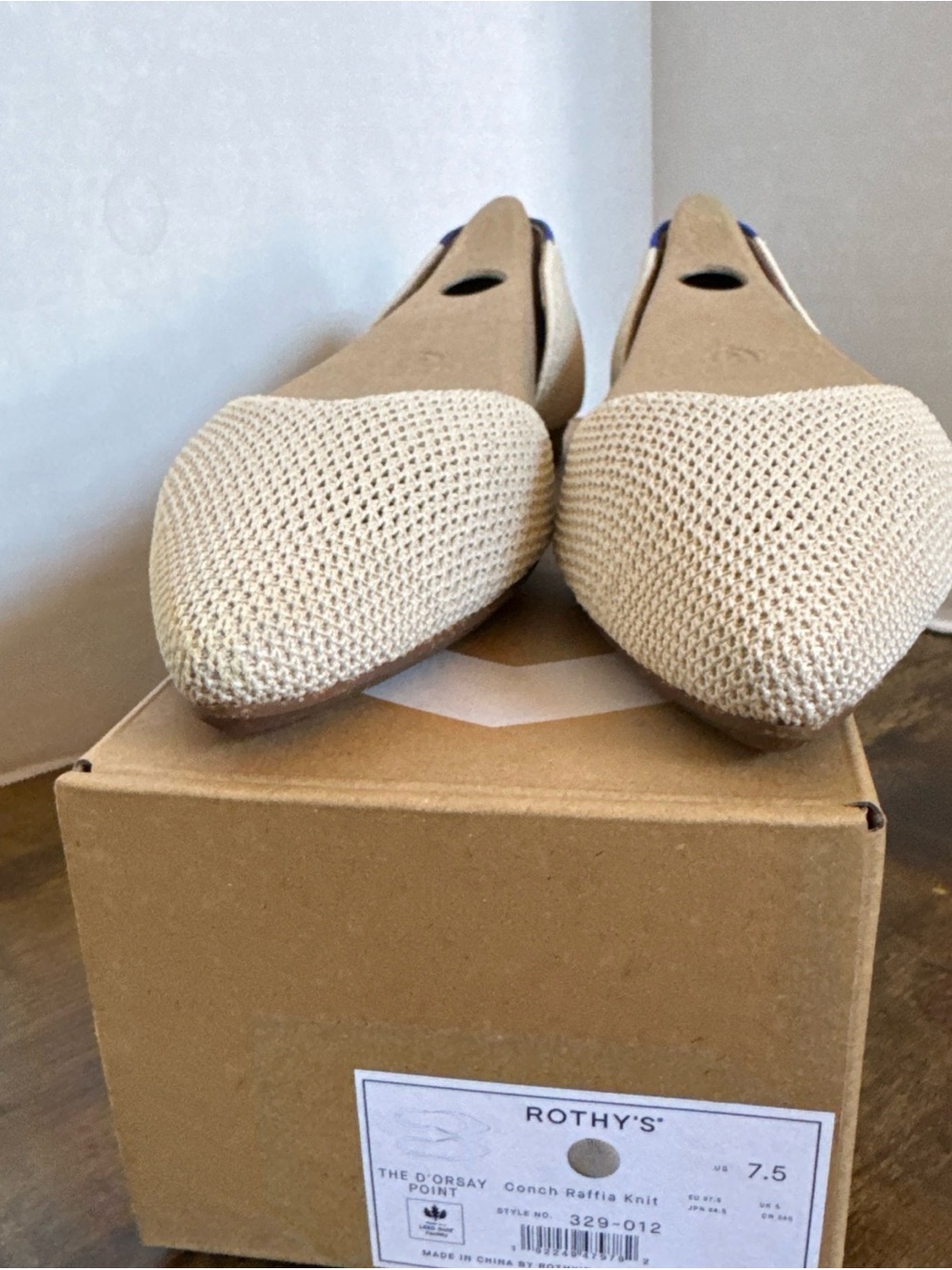 Rothy’s Women’s The d'Orsay Point Flat Size 7.5 Conch Raffle Knit NEW - Picture 4 of 7